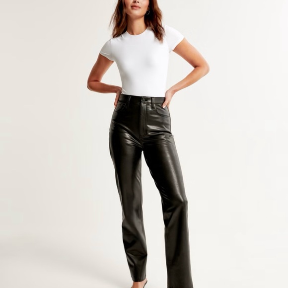 Vegan Leather 90s Straight Pant - Picture 1 of 3